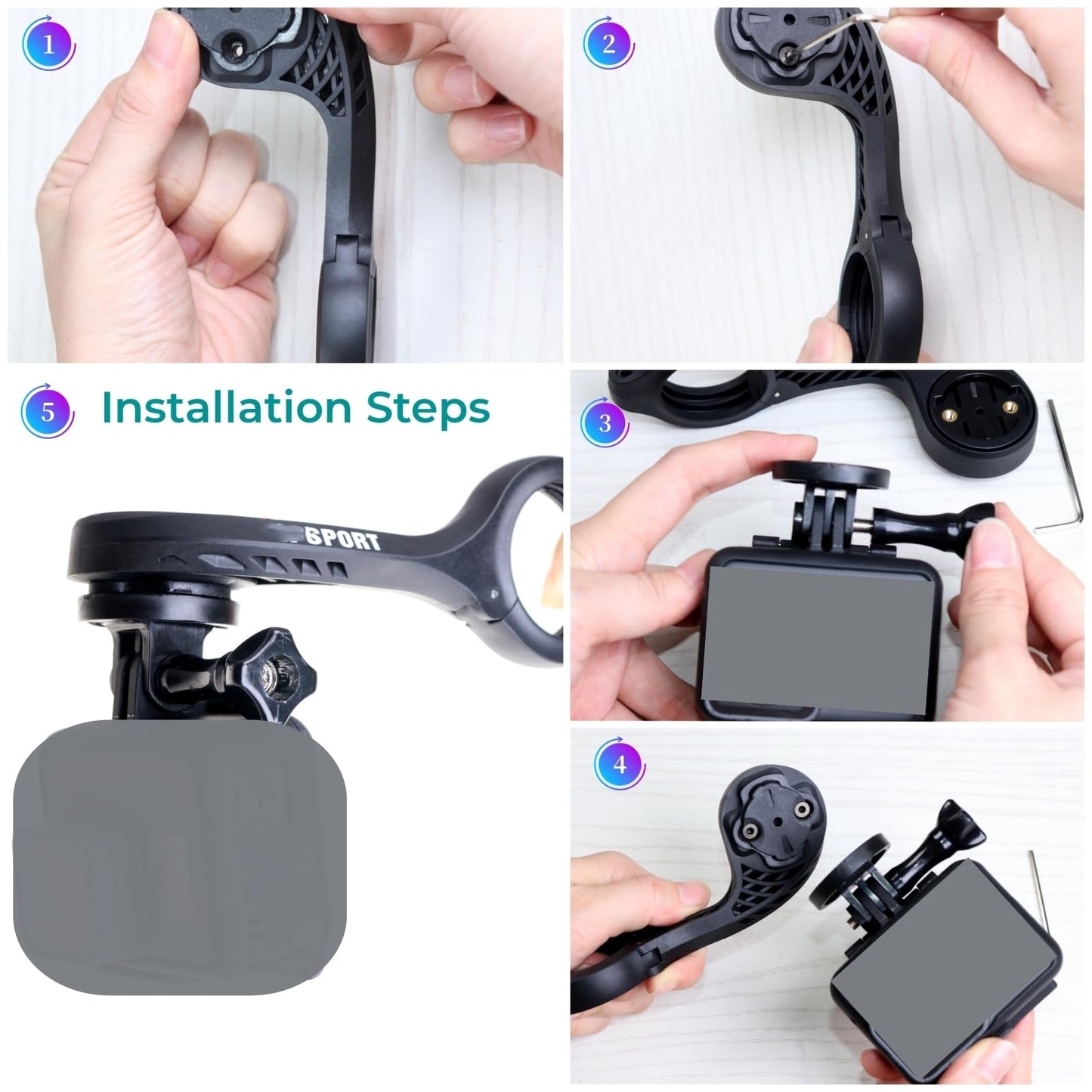 NELboNs Quick Release Sport Action Camera Mount Compatible with IGPS Port M80 Out-Front Bike Bracket Threaded Mount for Bicycle Lights Holder