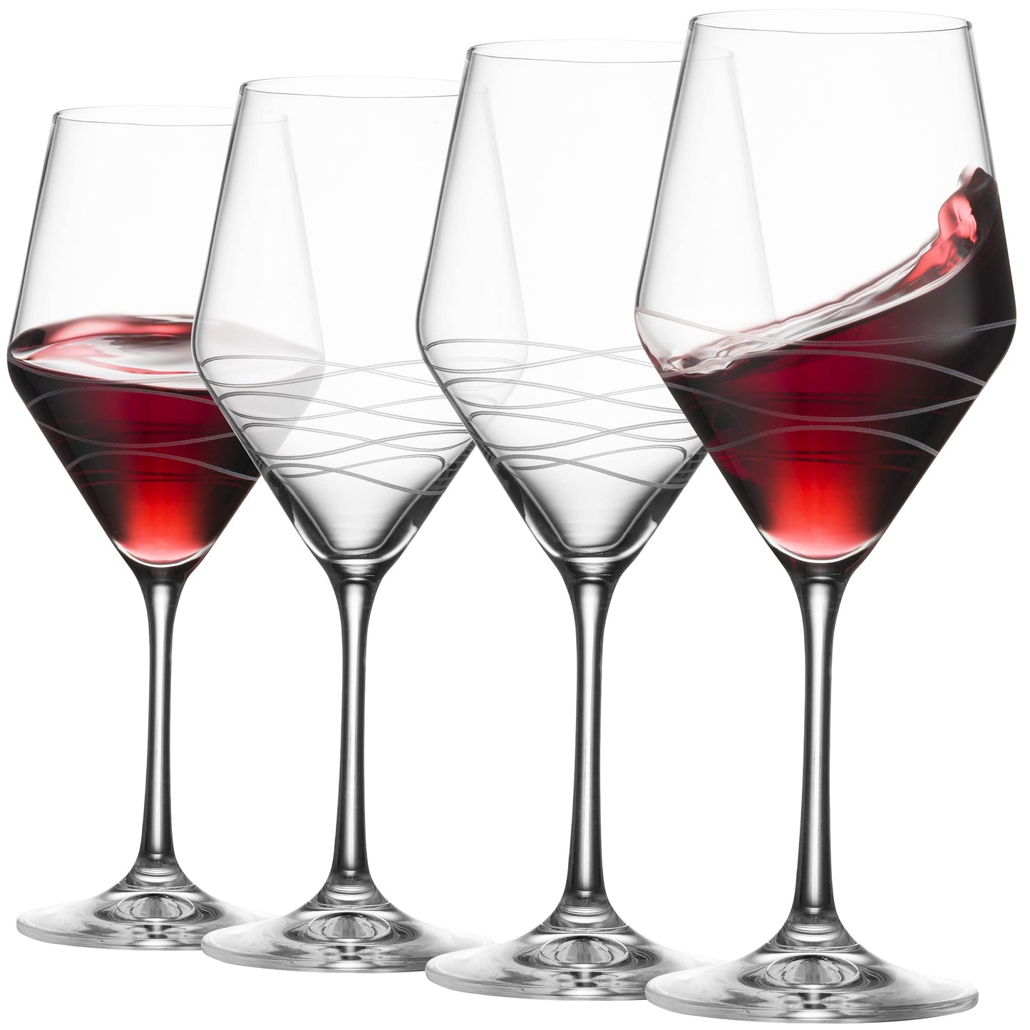 MITBAK Red Wine Glasses Set Of 4 | Chic Long Stem 20 Ounce Wine Glass Set Made From Crystal Clear Glass | Great Wine Gift For Wedding, Anniversary, Christmas, Birthday | Made In Europe