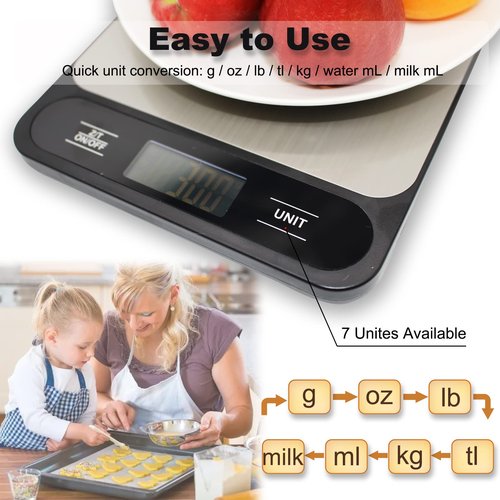 JOEAA Food Kitchen Scale, 10kg 22lb Digital Grams and Ounces for Weight Loss