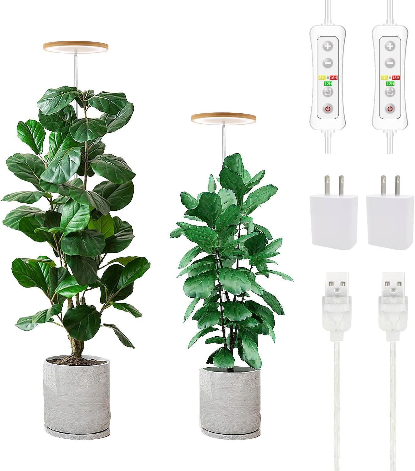 Yadoker LED Plant Grow Light - Full Spectrum Indoor Growing Light with Adjustable Height & Timer | 5V Safe Voltage