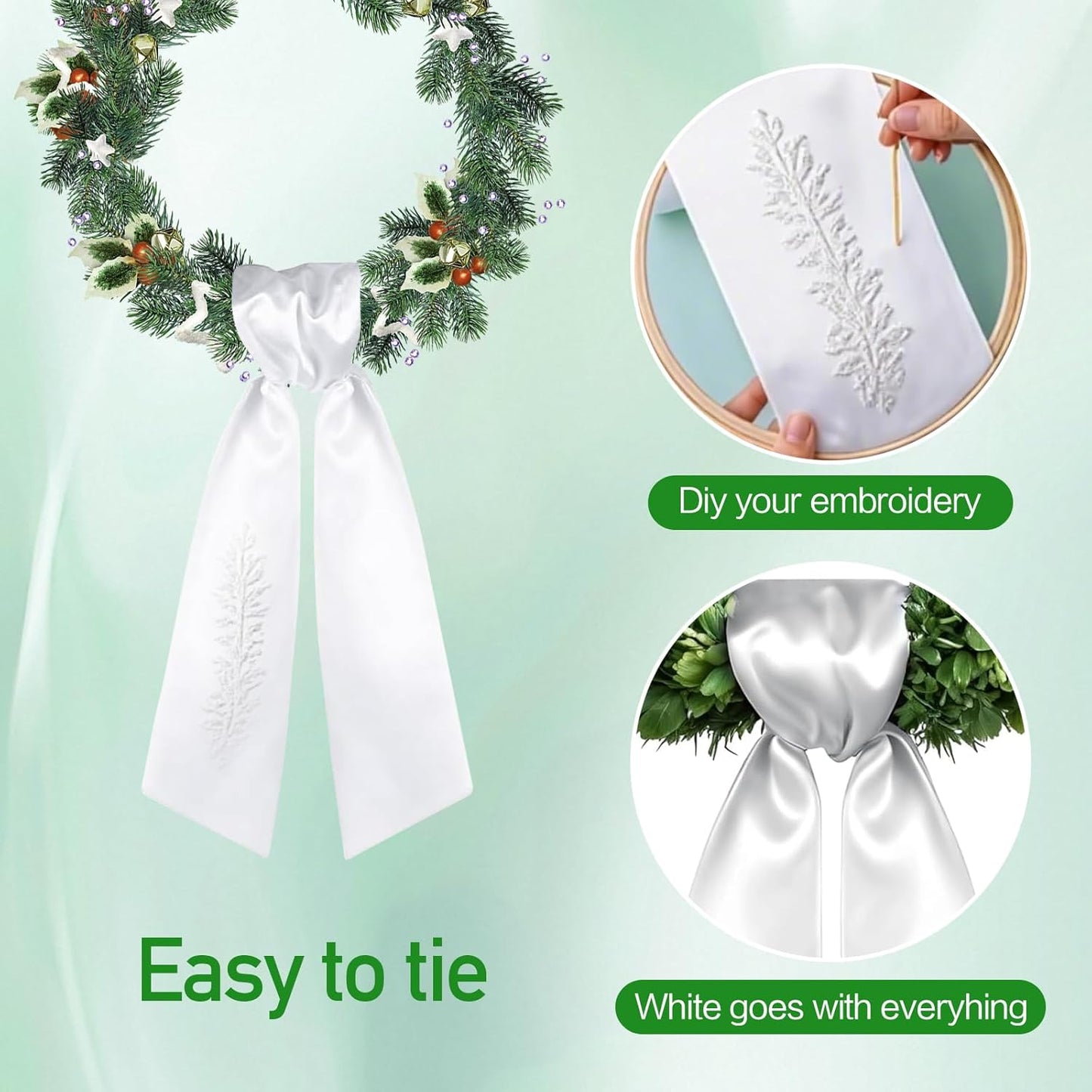 Regine Switzerland Wreath Sash - 4PCS Embroidery Blanks for Christmas & Wedding Decor | Indoor/Outdoor Use