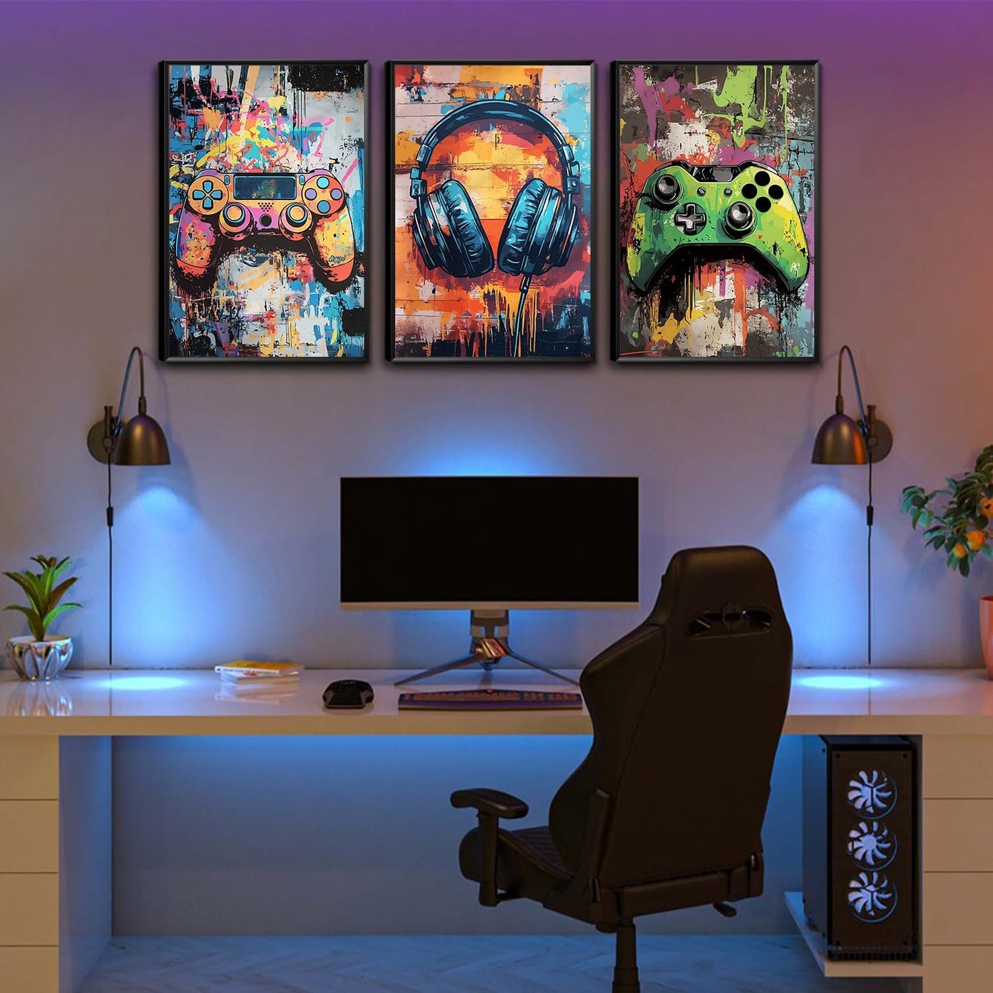Skiennix Gaming Graffiti Canvas Wall Art - Cool Video Game Prints for Gamer Room | Unframed 16x24 Inches