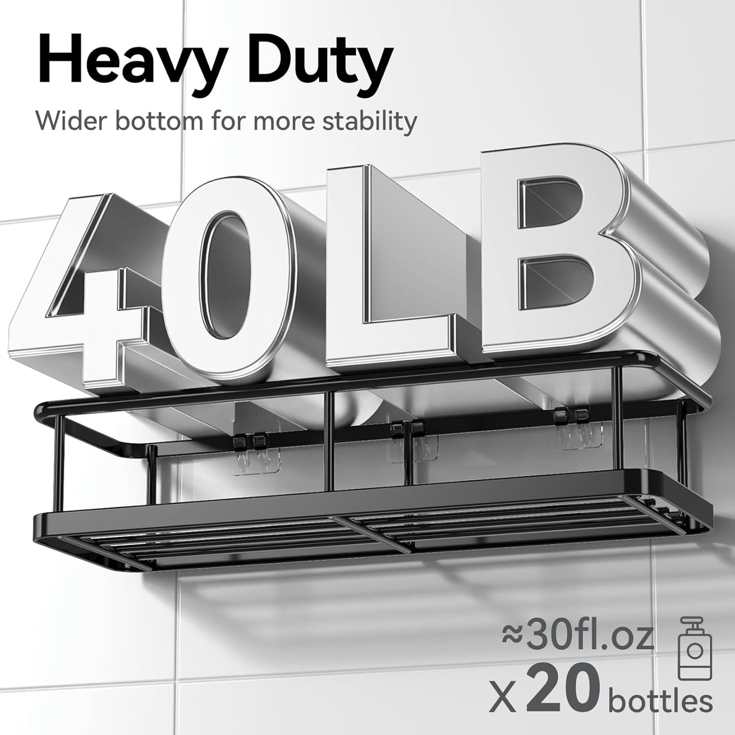 YASONIC Shower Caddy | Rustproof Adhesive Shelves for No-Drill Bathroom Organization | 6 Pack XXL Size