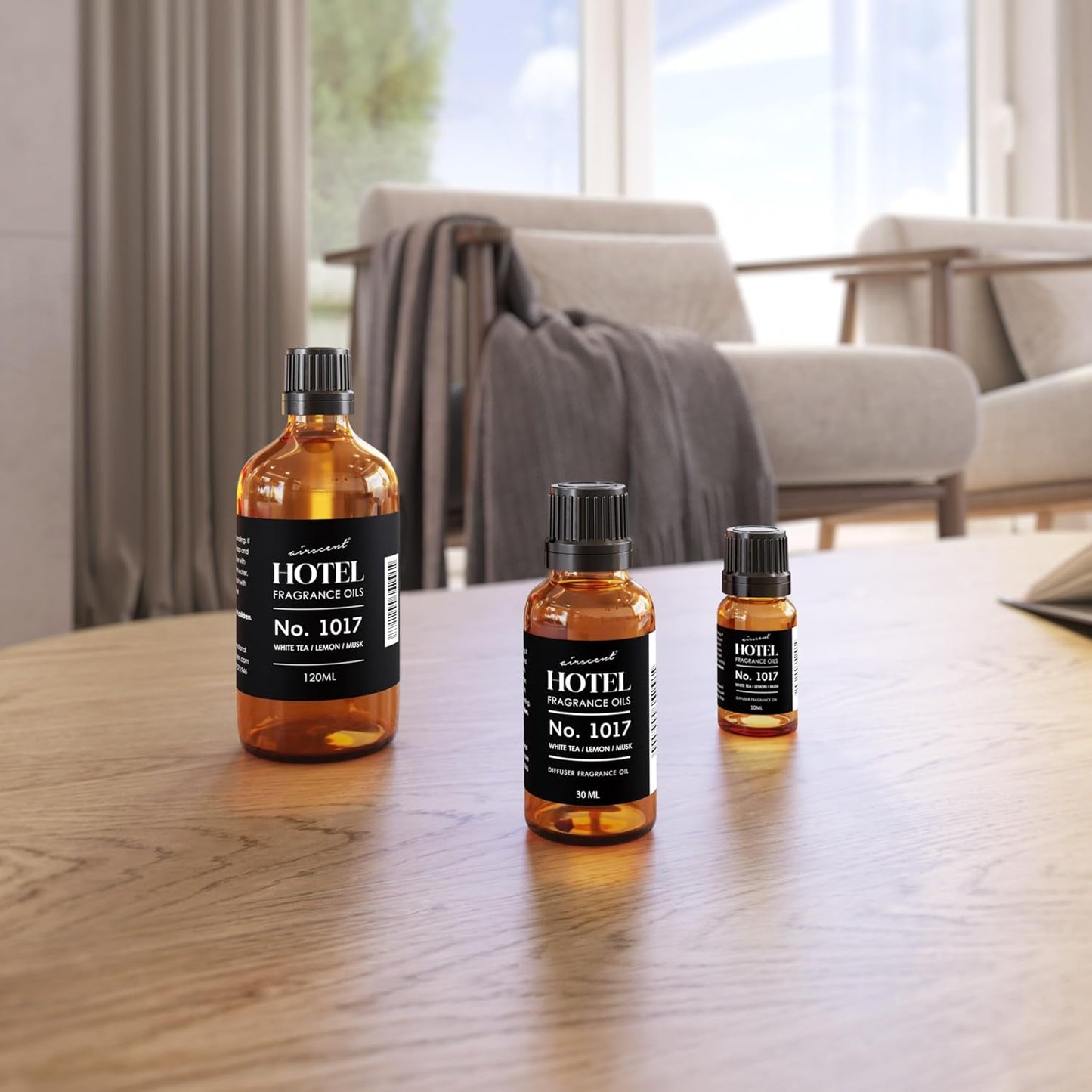 AirScent Hotel Diffuser Oil No. 1017 | White Tea Lemon Cedar Wood - Premium Fragrance for Ultrasonic Diffusers - 10 mL Glass Bottle