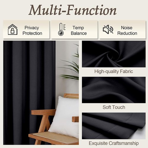 Gwine Blackout Curtains - Thermal Insulated Light Blocking Drapes for Bedroom | 63 Inch Length, 2 Panels