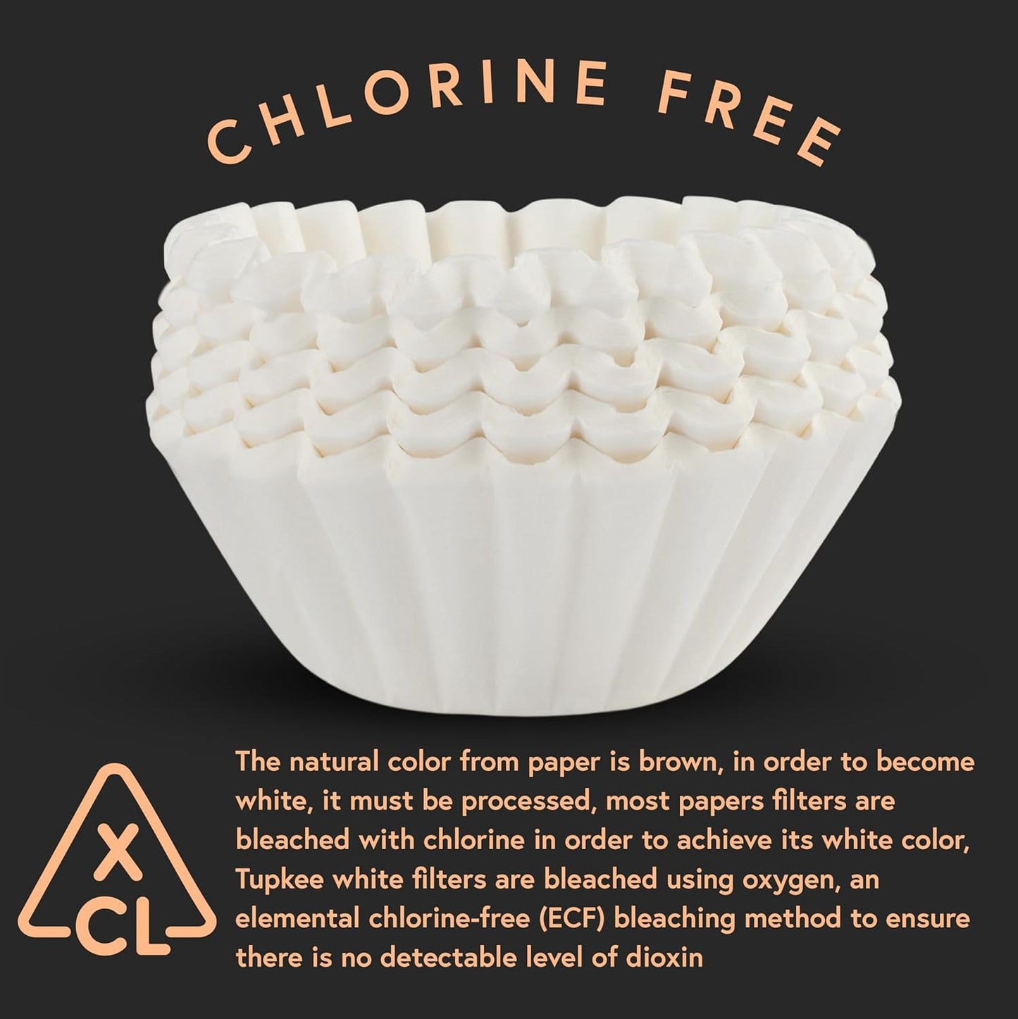 Tupkee Extra Large Coffee Filters - 13.75” x 5.25” - Chlorine-Free, No Overflow, 250 Count for Bunn Machines