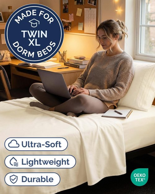 Hotel Luxury Twin XL Sheet Set by [Brand Name] - Comfy, Breathable & Cooling - Soft, Wrinkle-Free, Deep Pockets - Off White