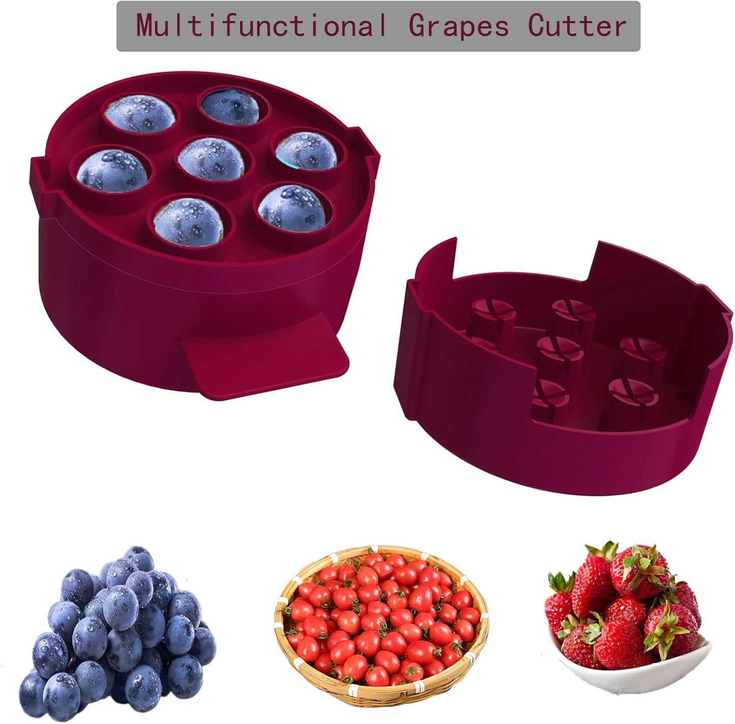 Skiennix Grape Cutter Tool - Safe Slicing Gadget for Toddlers | 7 Individual Holes for Fruits & Salad