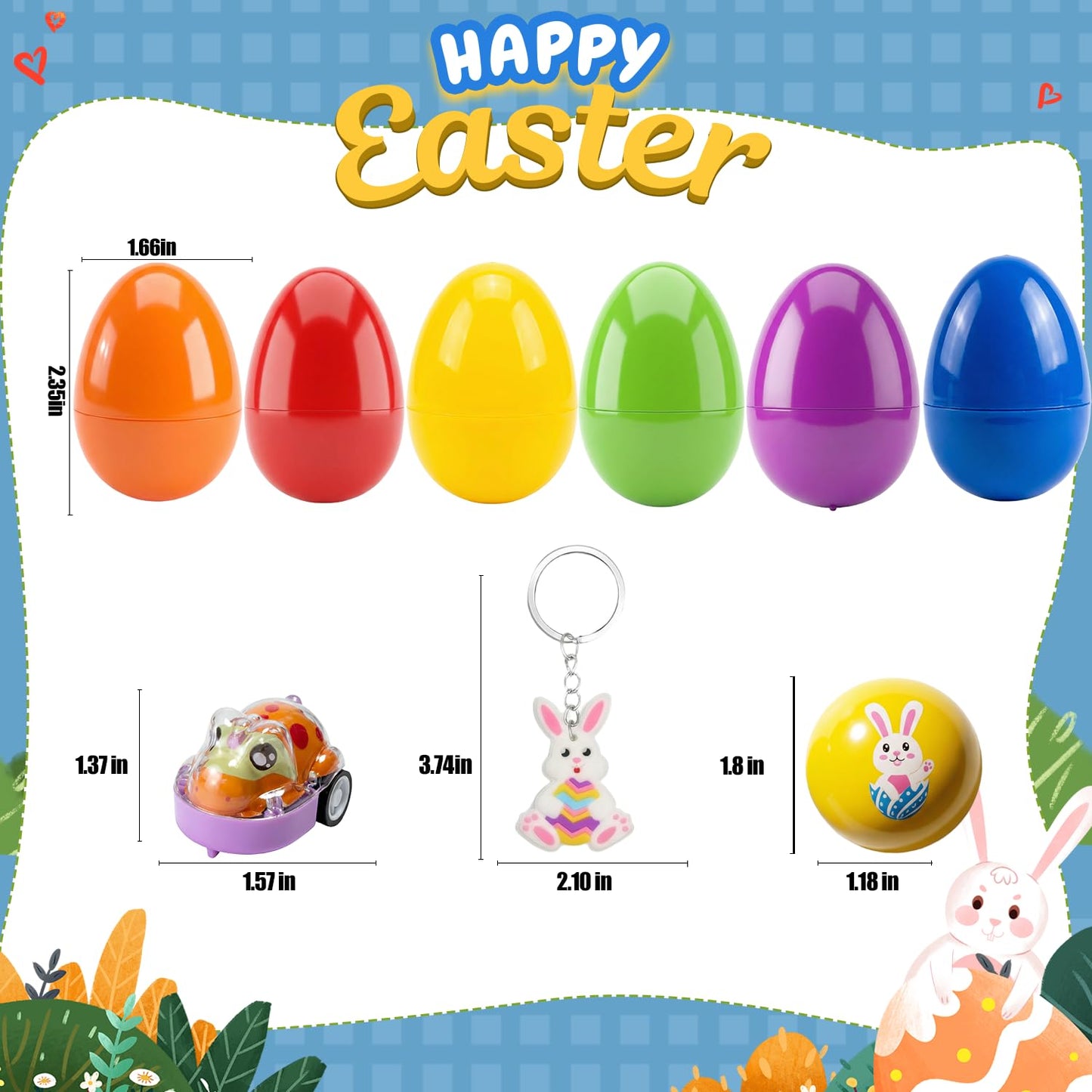 SQZUWIT 200 Pcs Prefilled Easter Eggs Filled with Toys Inside for Kids Boys Girls Pre-filled Easter Hunt Basket Stuffers Essentials Fillers Party Favors Classroom Prize Supplies