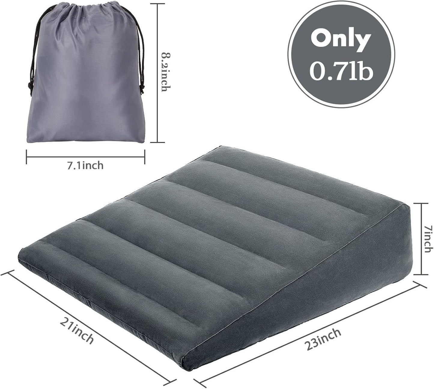 USHMA Inflatable Wedge Pillow - Portable Travel Design with Fast Inflation & Deflation | Ideal for Back & Knee Support
