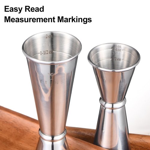 Etens Professional Japanese Jigger w/Measurements Inside – 1 oz 2 oz Cocktail Shot Measure Jigger, Bar Measuring Jigger for Bartending, Drink Measurer Cup (Silver, Stainless Steel)