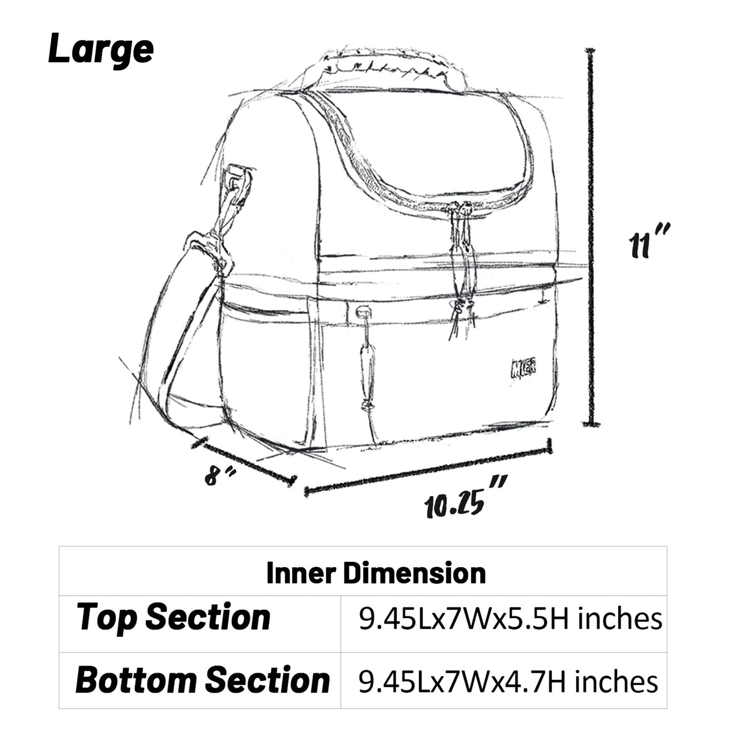 MIER Adult Lunch Box Insulated Lunch Bag Large Cooler Tote Bag for Men Women to Work Travel Daytrip, Double Deck Cooler (Navy, Large)