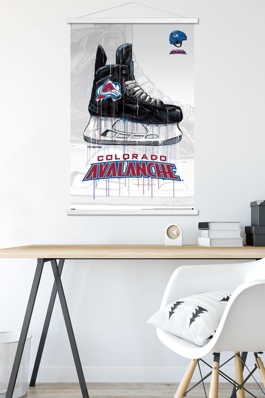 Trends International NHL Colorado Avalanche - Drip Skate 21 Wall Poster, 22.375" x 34", Premium Print and White Hanger Bundle