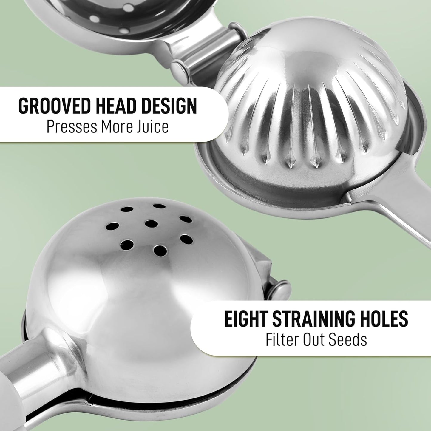 Zulay Kitchen Extra Large Lemon Squeezer - Heavy Duty Stainless Steel Citrus Juicer | Ergonomic Design for Easy Squeezing - Silver