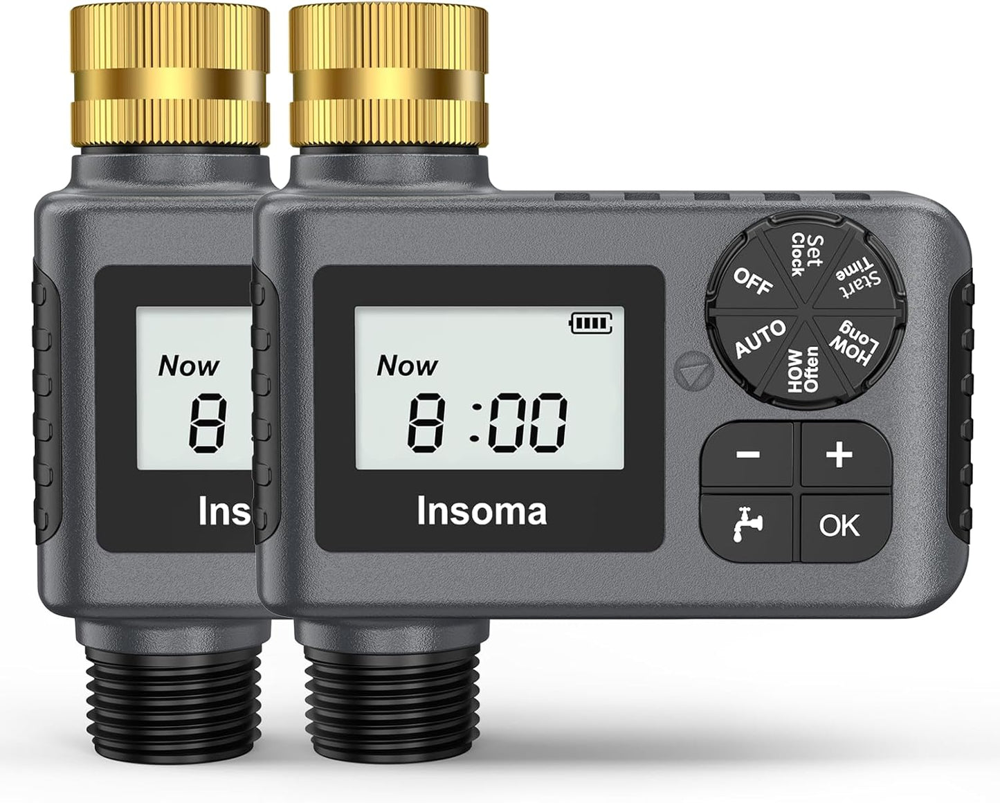 Skiennix Water Timer - 2 PCS Brass Inlet Sprinkler Timer with Rain Delay & Automatic Drip Irrigation