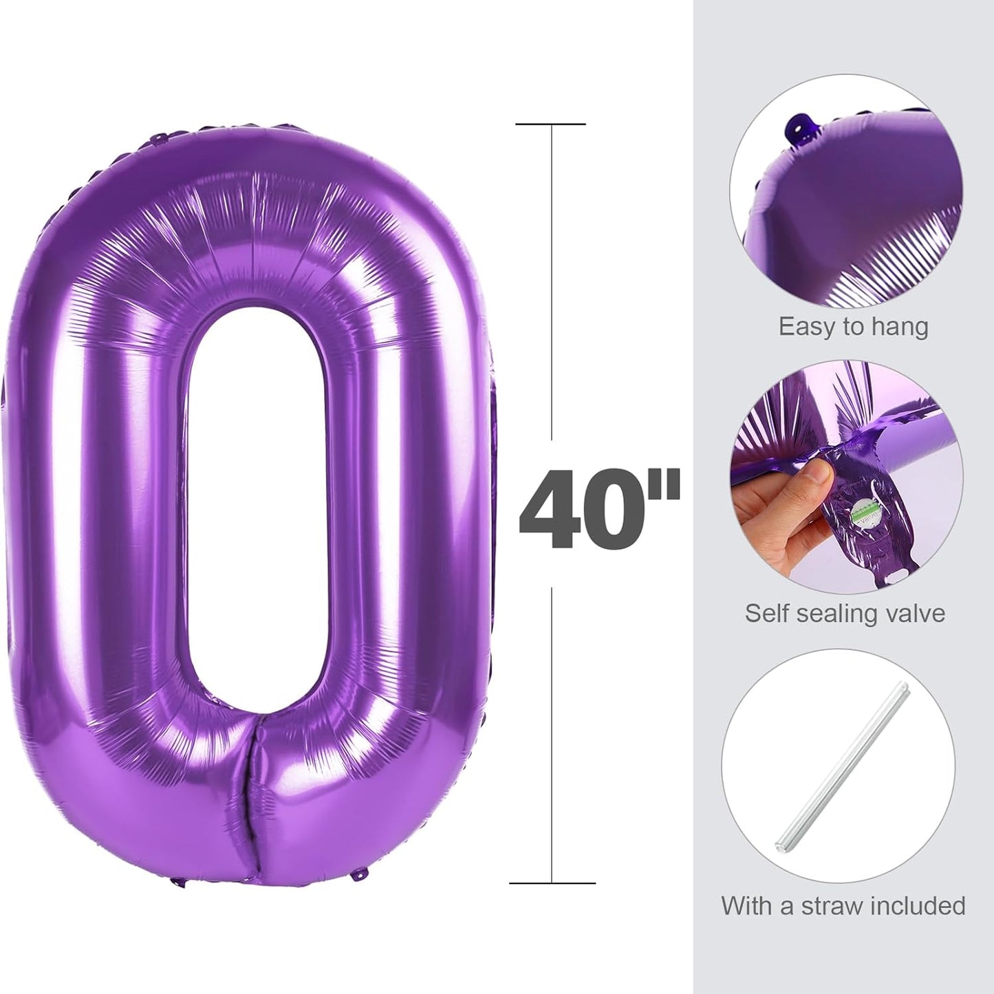 Skiennix 40 Inch Purple Number Balloon - Glamorous 40th Birthday Party Decoration for Men & Women