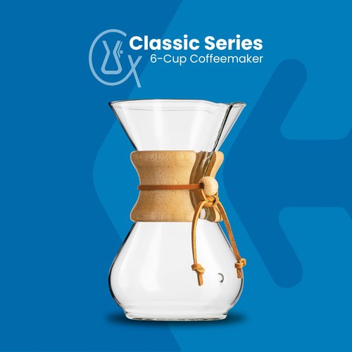 CHEMEX Bundle - 6-Cup Classic Series - 100 ct Square Filters - Exclusive Packaging