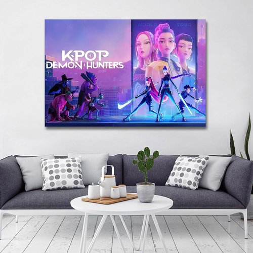COMOR Deman Huntors Poster - Kids Birthday Party Decorations | Canvas Print for Teen Bedroom Decor (12" x 16")