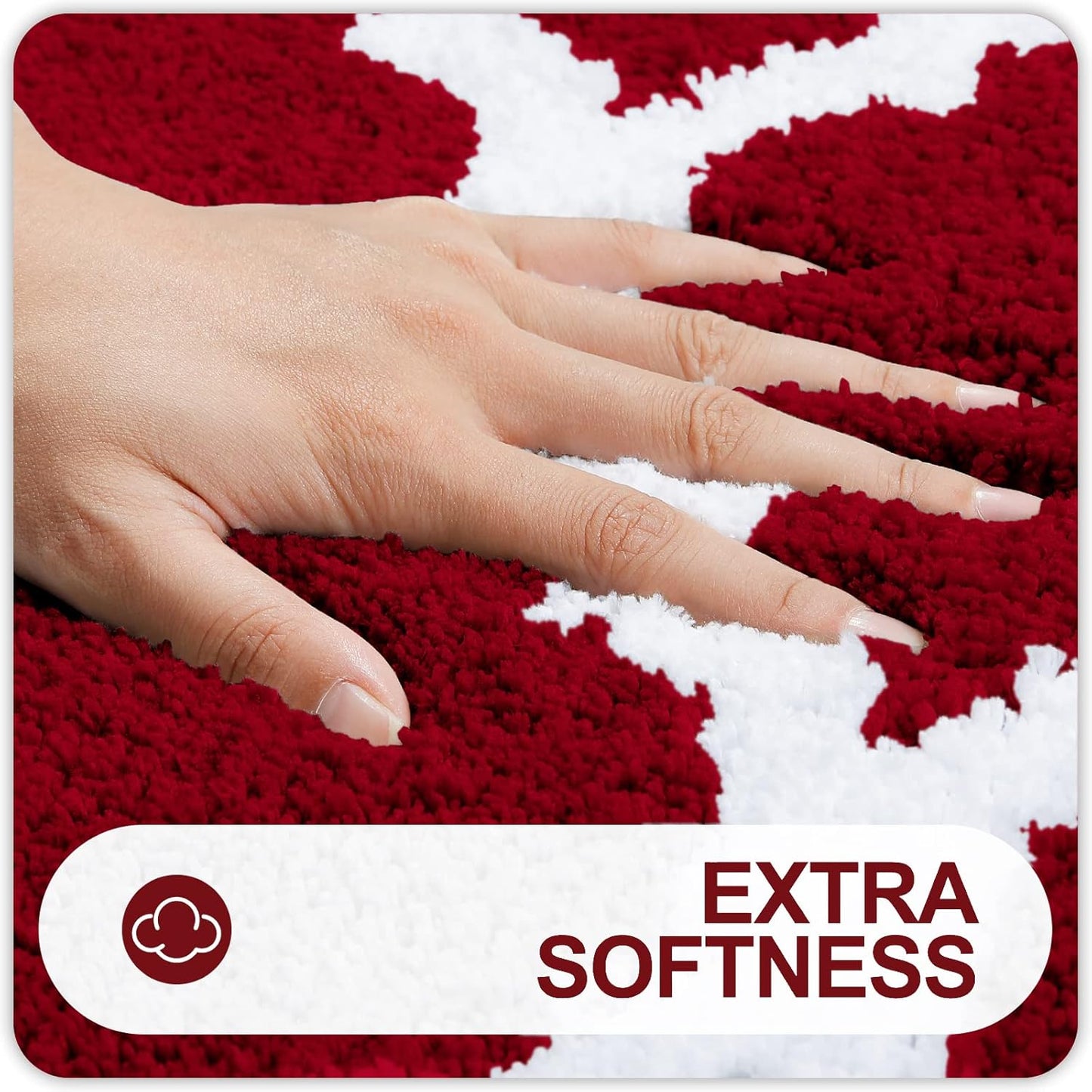OLANLY Bathroom Rugs Set - 2-Piece Microfiber Bath Mat & U-Shaped Toilet Rug | Non-Slip, Machine Washable, Burgundy (30"x20" + 24"x20")