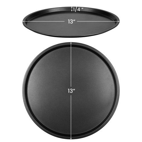 DecorRack 13 Inch Carbon Steel Pizza Pan, [Premium] Non-Stick Coating, Commercial Grade, Serving Tray, Heavy Duty Round Baking Tray for Oven Use (1 Pack)