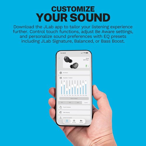 JLab Go Air Pop+ True Wireless Earbuds - 35H Playtime, Bluetooth, USB-C Charging Case, Black