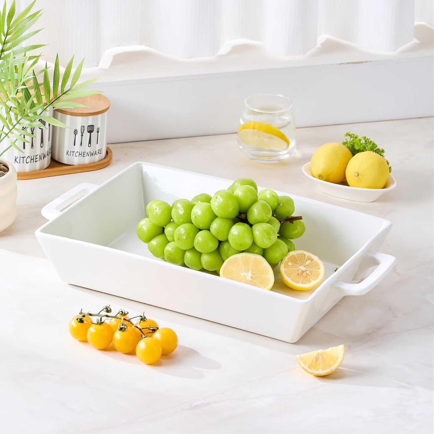 Regine Switzerland Large Rectangular Ceramic Baking Dish - 4.6 Qt, 14x10 Inch, Oven Safe, Versatile Casserole Pan