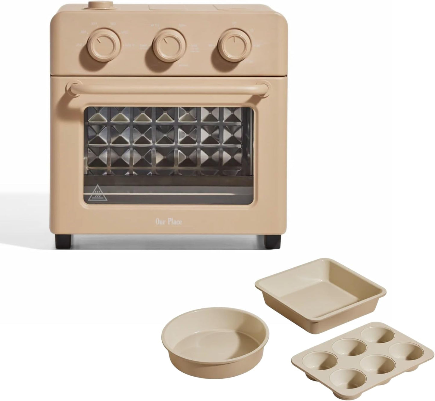 Our Place Wonder Oven - 6-in-1 Air Fryer & Toaster Oven with Steam Infusion | Nonstick Ceramic Bakeware Set (Round, Square & Muffin Pan) | PFAS-Free