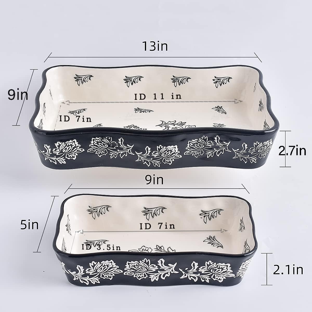 Wisenvoy Ceramic Baking Dish Set - 2-Piece Casserole Lasagna Pan Bakeware | Durable & Stylish