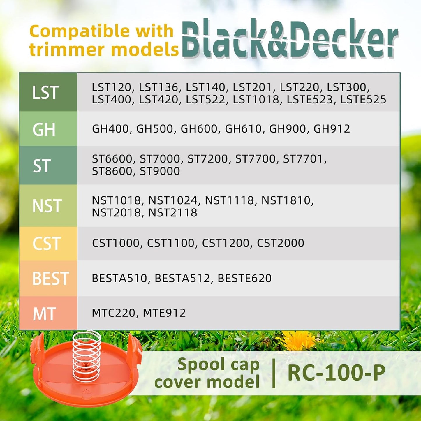 YWTESCH 8 Pack Weed Eater String - 180ft 0.065" Automatic Feed Trimmer Line for Black+Decker