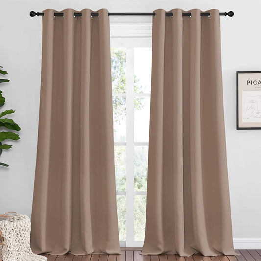 NICETOWN Blackout Curtains - Thermal Insulated Drapes Set of 2 | 55 x 120 Inch, Cappuccino