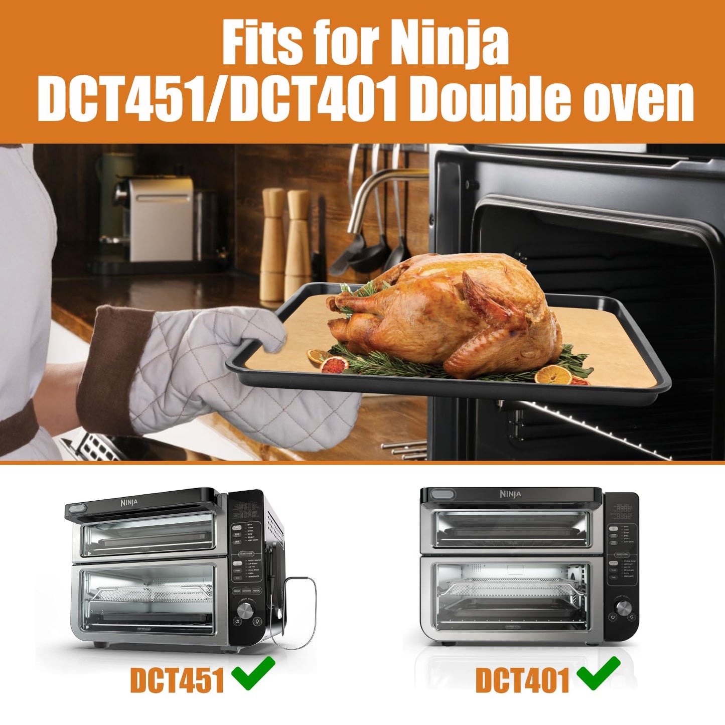 Air Fryer Parchment Paper for Ninja 12-in-1 Double Oven DCT451 DCT401 DCT601 DCT651, 100PCS Air Fryer Disposable Liners for Ninja Foodi Airfryer Combo