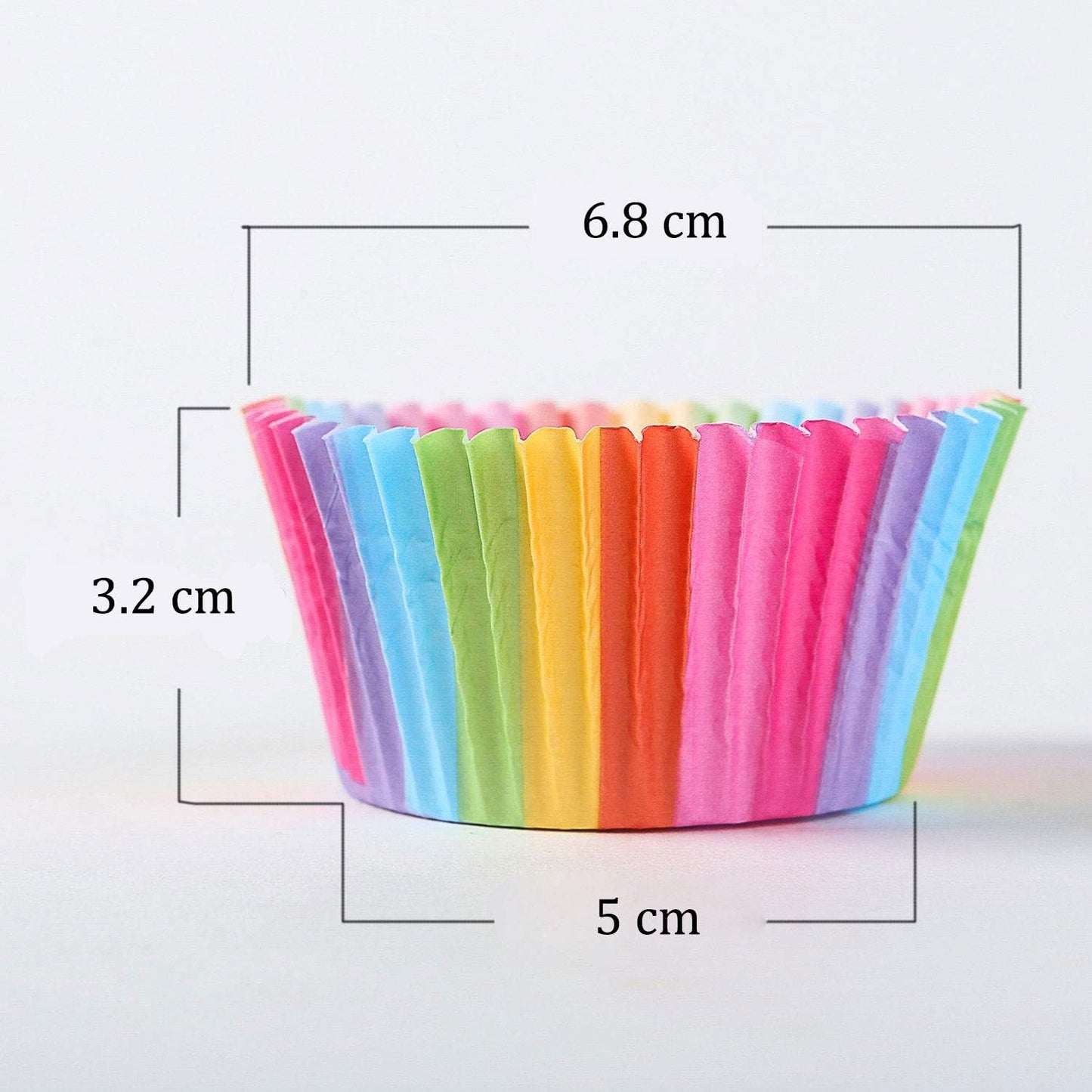Rainbow Baking Cups by Cupcake Cases - 100 Pcs Paper Cup Set for Weddings & Birthdays