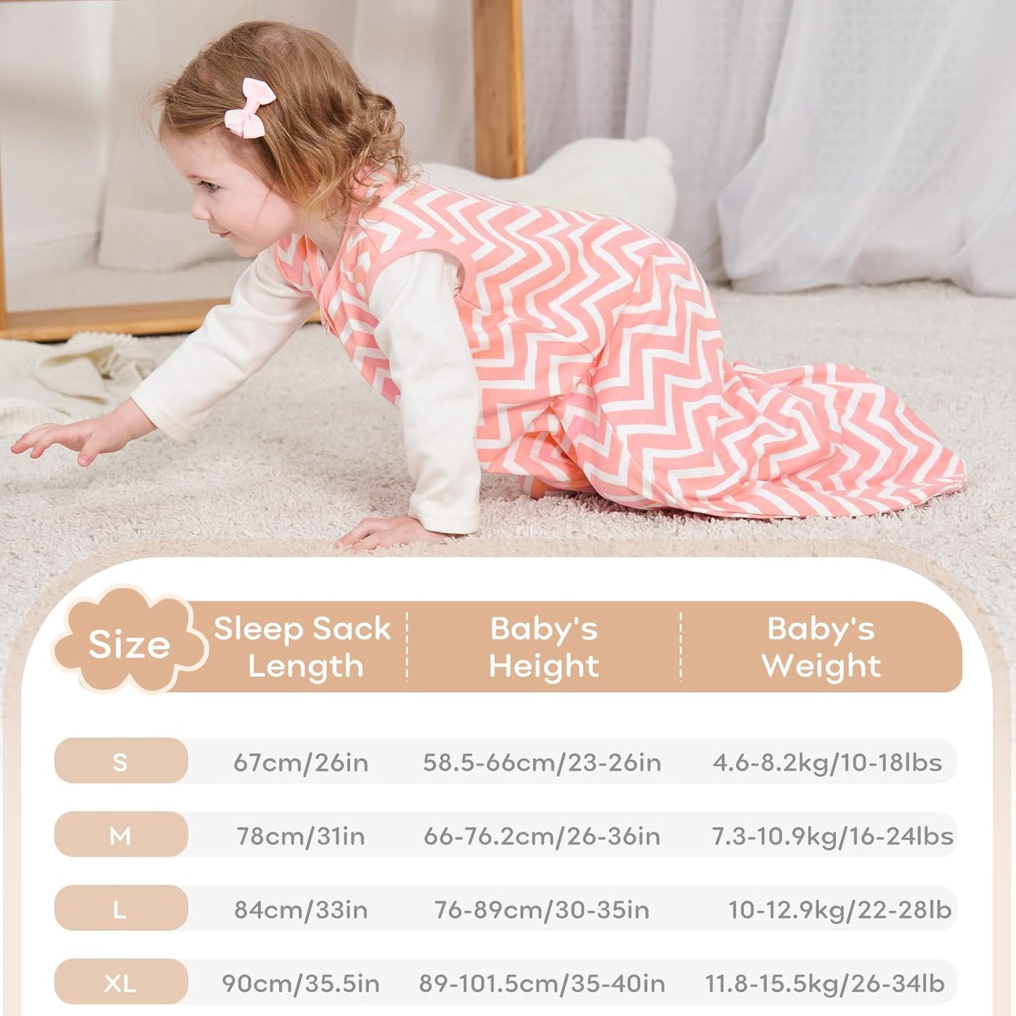 Yoofoss Baby Sleep Sack - 100% Organic Cotton Wearable Blanket | 2-Way Zipper, 0.5 TOG, 3 Pack, Large