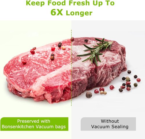 Bonsenkitchen Vacuum Sealer Bags - 50 Heavy-Duty Pint Bags, 6" x 9", BPA-Free for Food Storage & Meal Prep
