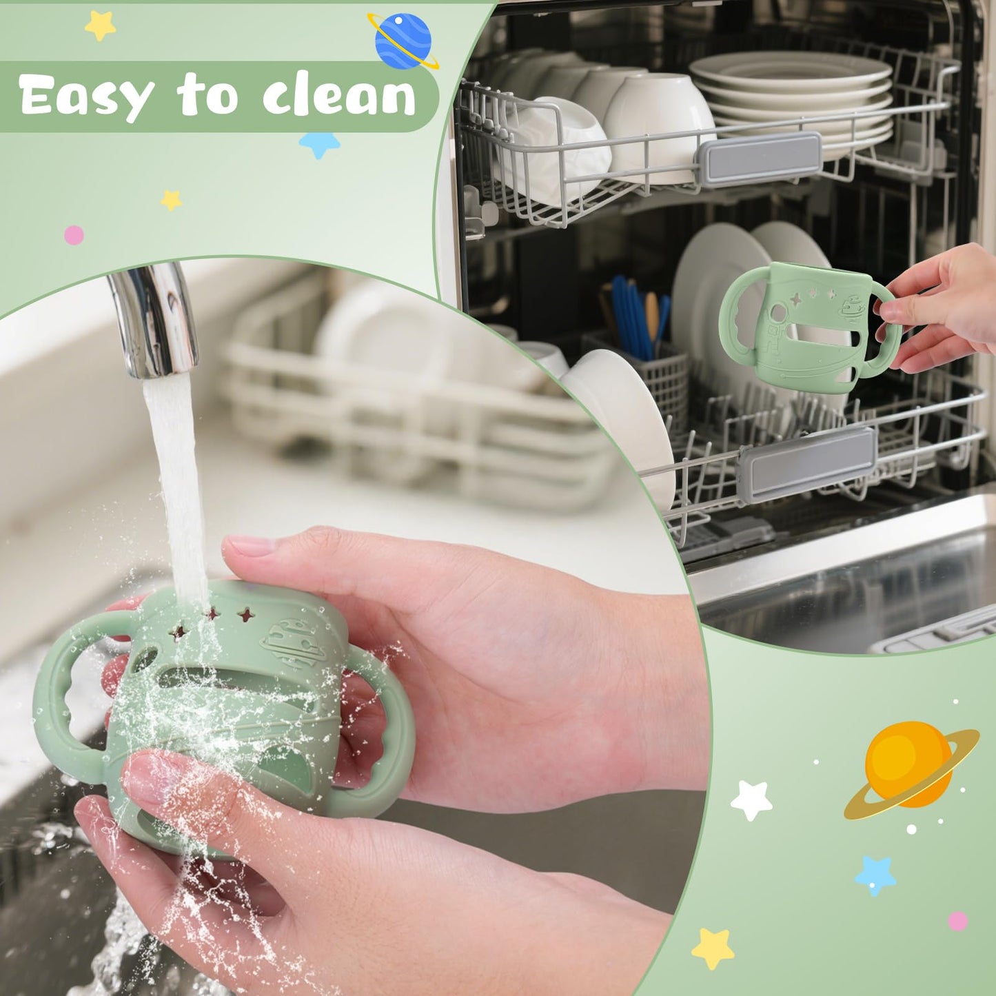 Mity rain3 Pack Silicone Sleeves with Lansinoh Bottle Handles for Lansinoh NaturalWave 5 oz Wide Baby Bottles - Anti-Breakage Protector & Anti-Colic Bottle Holder(Other Products Cannot be adapted)