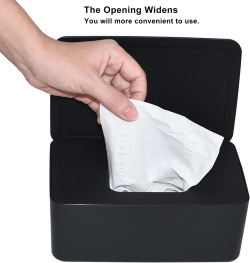 Diaper Wipes Dispenser - Stylish Tissue Storage Box with Lid for Home, Office & Cars | Black