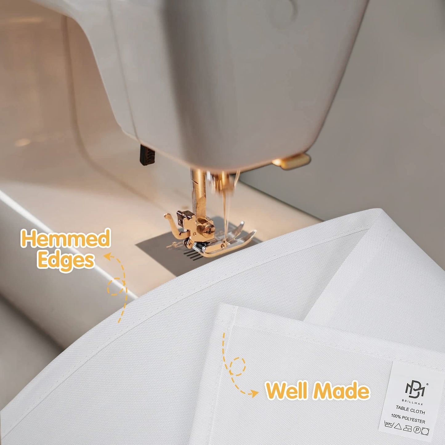 BRILLMAX 4 Pack White Tablecloths 90 x 132 Inch for 6ft Rectangle Tables - 150 GSM Polyester Fabric, Floor Length Drop, Water, Stain & Wrinkle Resistant Cloth Cover for Wedding Reception Banquet