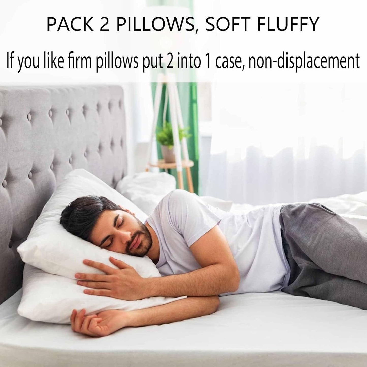 Acteb King Size Ultra Thin Bed Pillows - Soft, Hypoallergenic & Machine Washable | Set of 2 (20"x36")