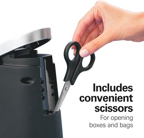 Hamilton Beach Electric Can Opener - Smooth Edge Design with Easy Push Lever & Stainless Steel Scissors - Black/Chrome
