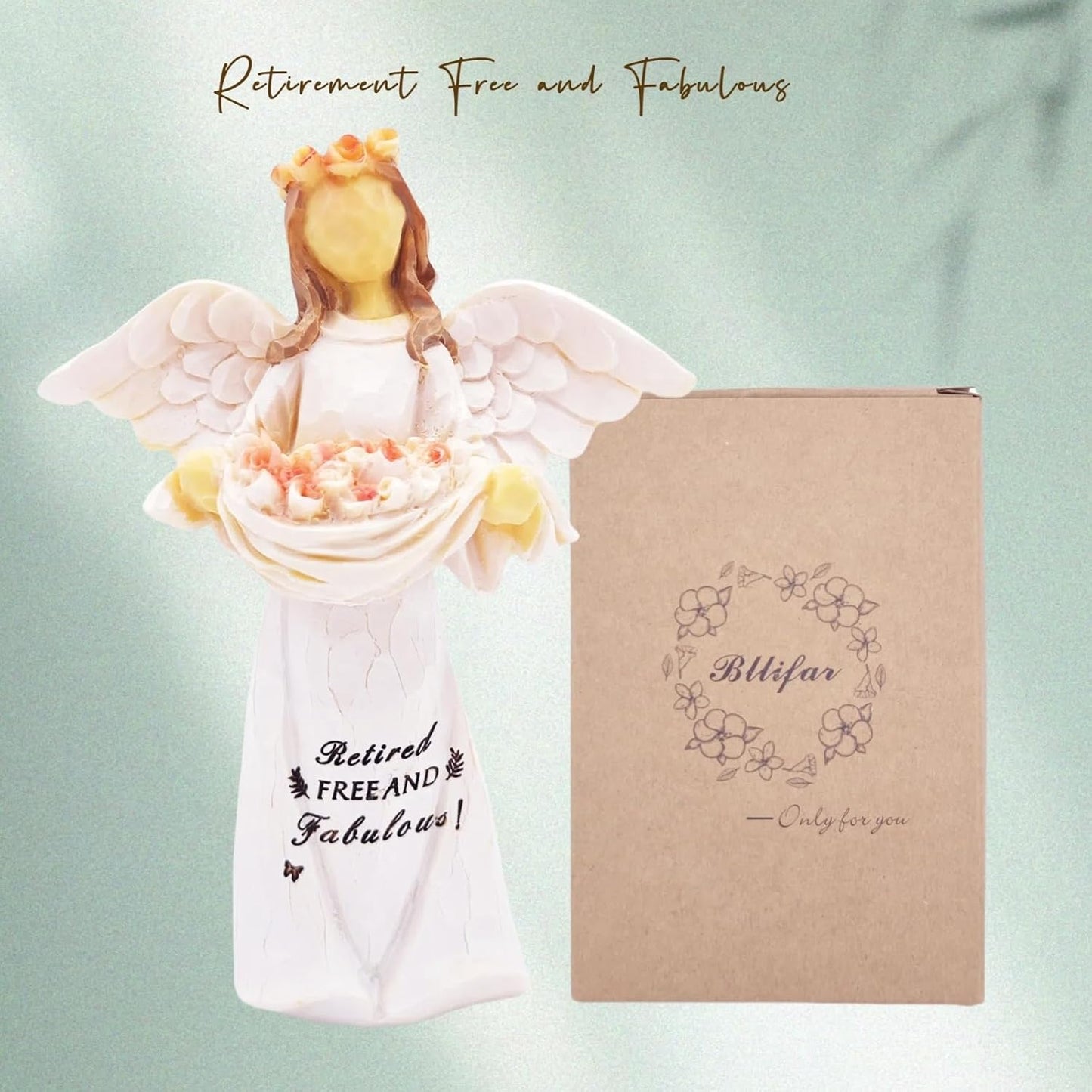 Skiennix Retirement Gift Angel Figurine - Handcrafted Sculpture for Retired Women | Free and Fabulous Decor