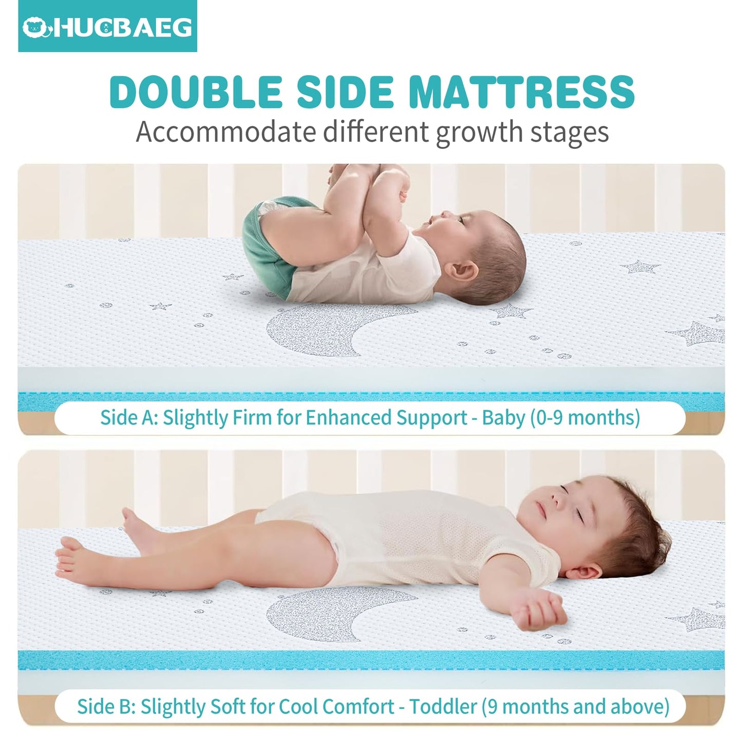 QHUCBAEG Pack and Play Mattress, 38X24in Pack N Play Mattresses Pad with Breathable Jacquard Cover, Portable Dual Sided Soft & Firm Memory Foam Baby Toddler Mattress for Pack n Play