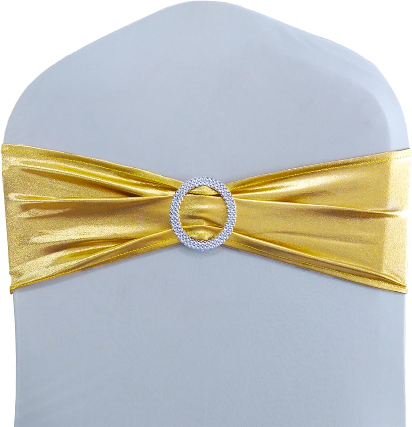 Spandex Bronzing Gold Chair Sashes by [Brand Name] - Pack of 50 Elegant Chair Bows for Weddings & Events