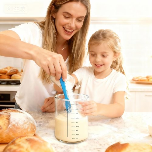 Bakedon 34oz Sourdough Starter Jar Kit,Wide Mouth Sourdough Starter Container with Feeding Tracking Band, Silicone Spatula&Sourdough Starter Kit-Baking Supplies(2 pack). (Blue)