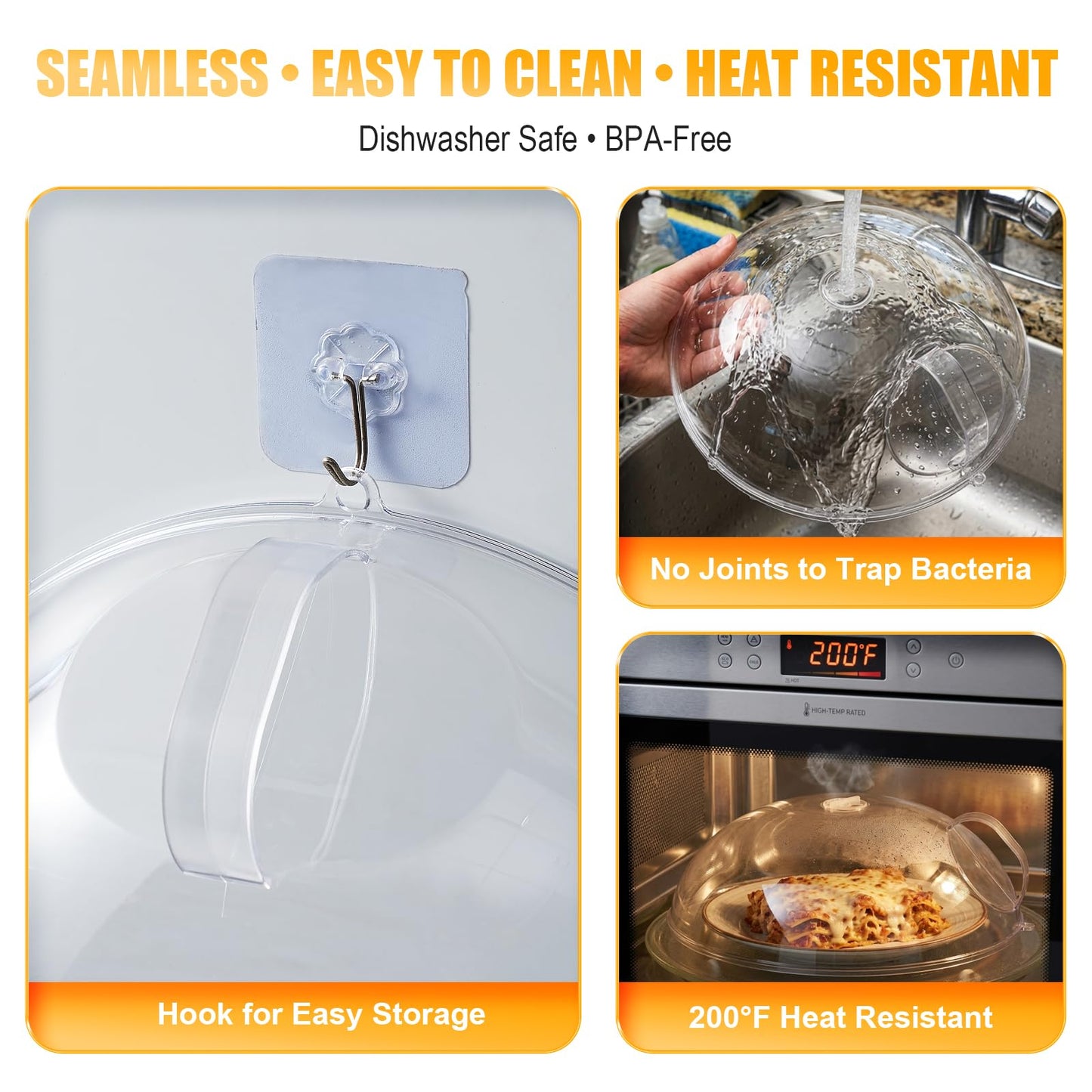 WENWELL Microwave Splatter Cover for Food 12",Large Clear Microwave Splash Guard Cooker lid with Handle,Dish bowl Plate Serving Cover Home Kitchen Essential,BPA-Free,Saft Plastic