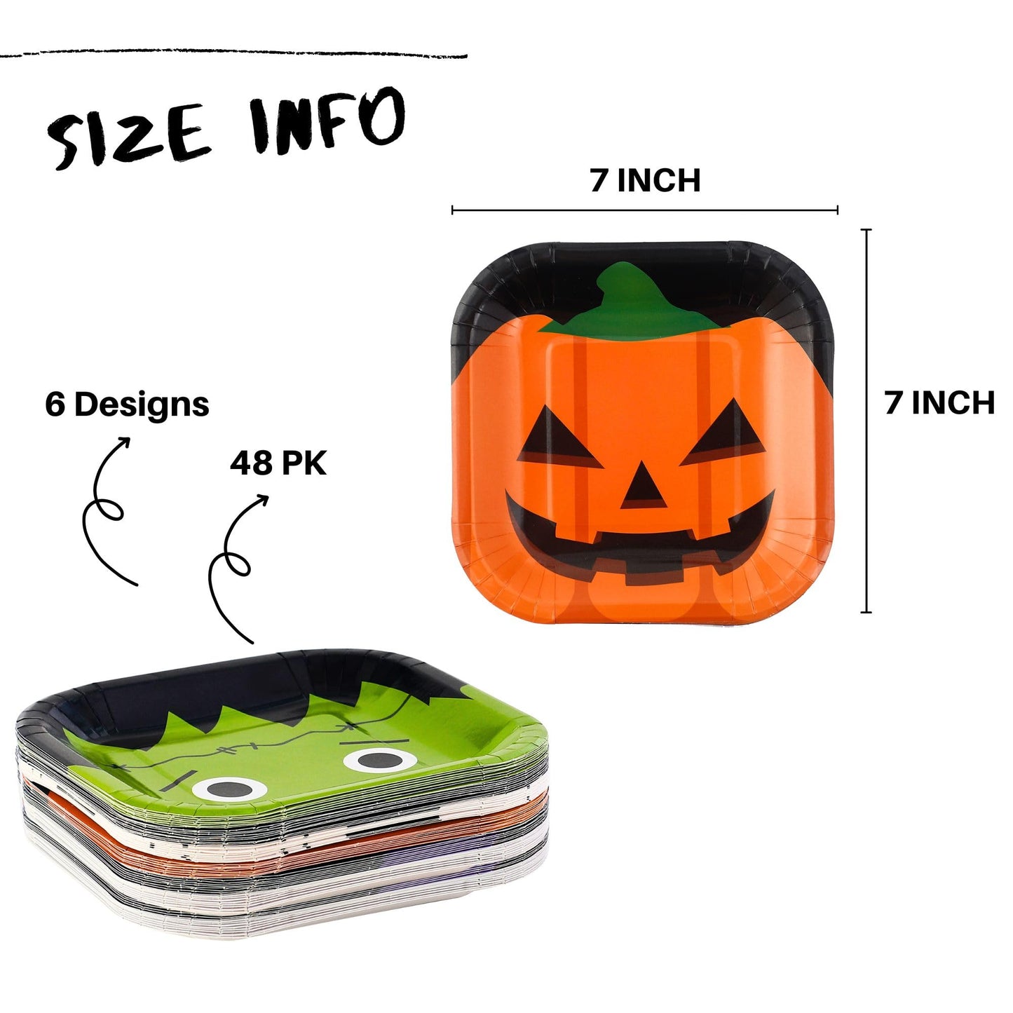Winoo Design Halloween Small Plates Disposable - 48 PK - Dessert Paper Plates for Halloween Decor Decorations Table Party Supplies Party Favor