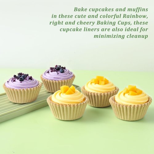 CHENZEM 1000 Count Brown Paper Cupcake Liners, Standard Cupcake Liners for Baking, Natural, Food-grade Cupcake Wrapper, Greaseproof Parchment Muffin Liners (Brown, 2 Inch)