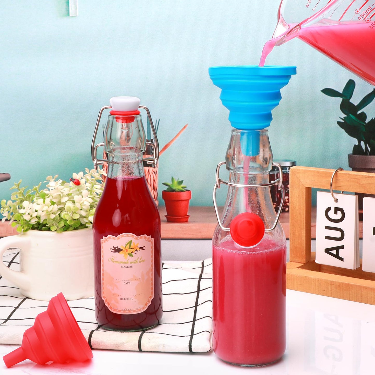 Brajttt 8 Set,8oz Flip Top Glass Bottle,Kombucha Bottles with Airtight Lid,Coquito Swing Top Glass Bottles with Lid for Oil, Beer, Soda Water, Vinegar, Lemonade, Juice, Honey, DIY Storage Containers
