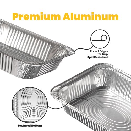 Fit Meal Prep 40 Pack 9x13 Aluminum Foil Pans - Heavy Duty Half Size Baking Pans Disposable for Roasting, Cooking, Serving, and Freezing - Tin Pan Trays for Buffet, Meal Prep, and Food Storage