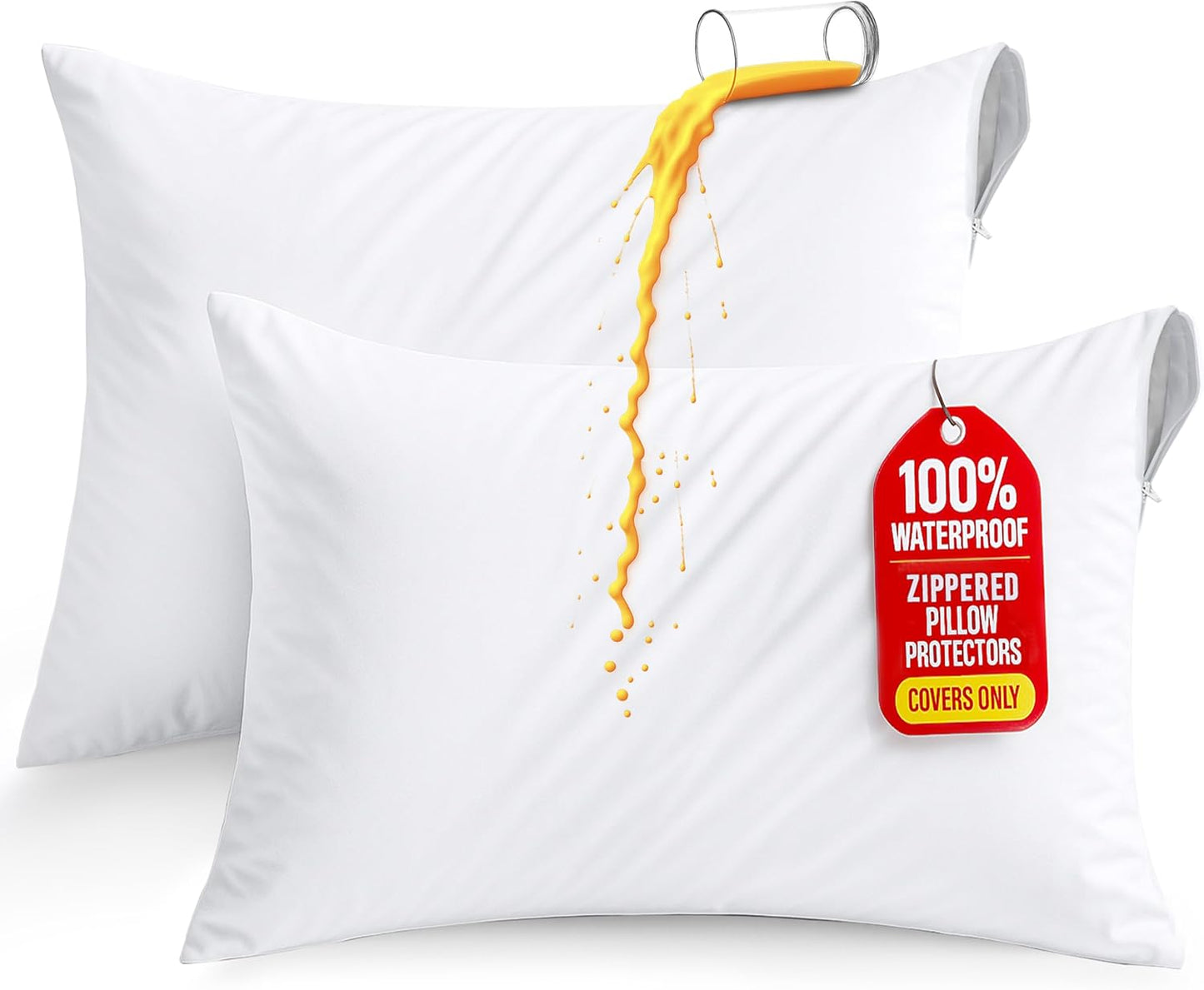 Utopia Bedding Pillow Protectors - Set of 2 Toddler Size, Waterproof & Bed Bug Proof Encasements (White)