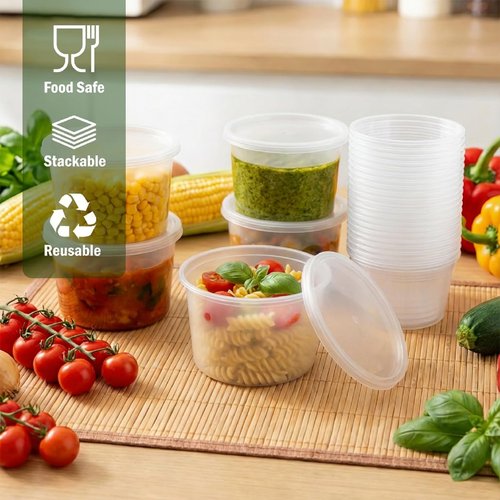 indigywve 48 Sets Deli Containers with Lids, 16 oz Plastic Soup Containers with Lids, Food Storage Containers with Lids Airtight, Stackable, Leak-proof, Microwave and Freezer Safe